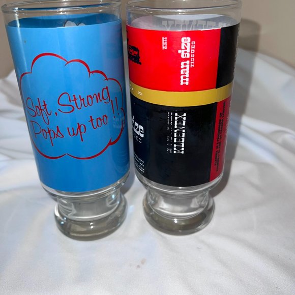 Vintage Kleenex Brand Promotional Glass Tumblers Drinking Glasses x2 Retro - Picture 12 of 14